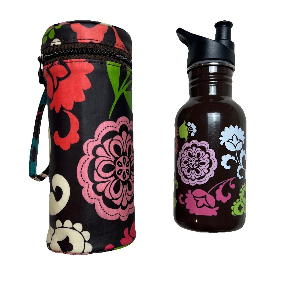 Vera Bradley Insulated Baby Bottle Caddy and Water Bottle Lola Brown Pattern
